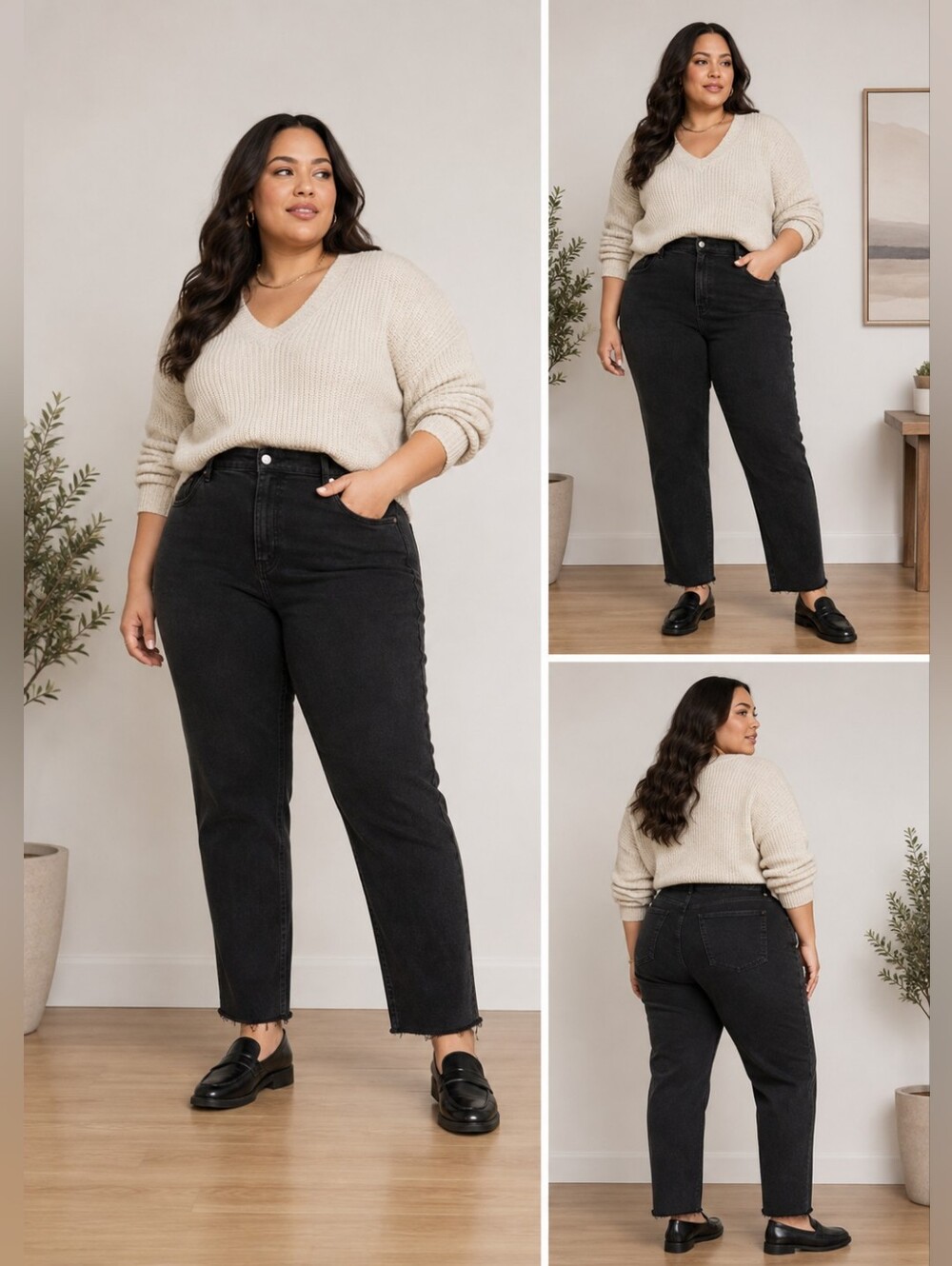 Old Navy High waisted og straight cut off ankle jeans Med Wash Black Denim